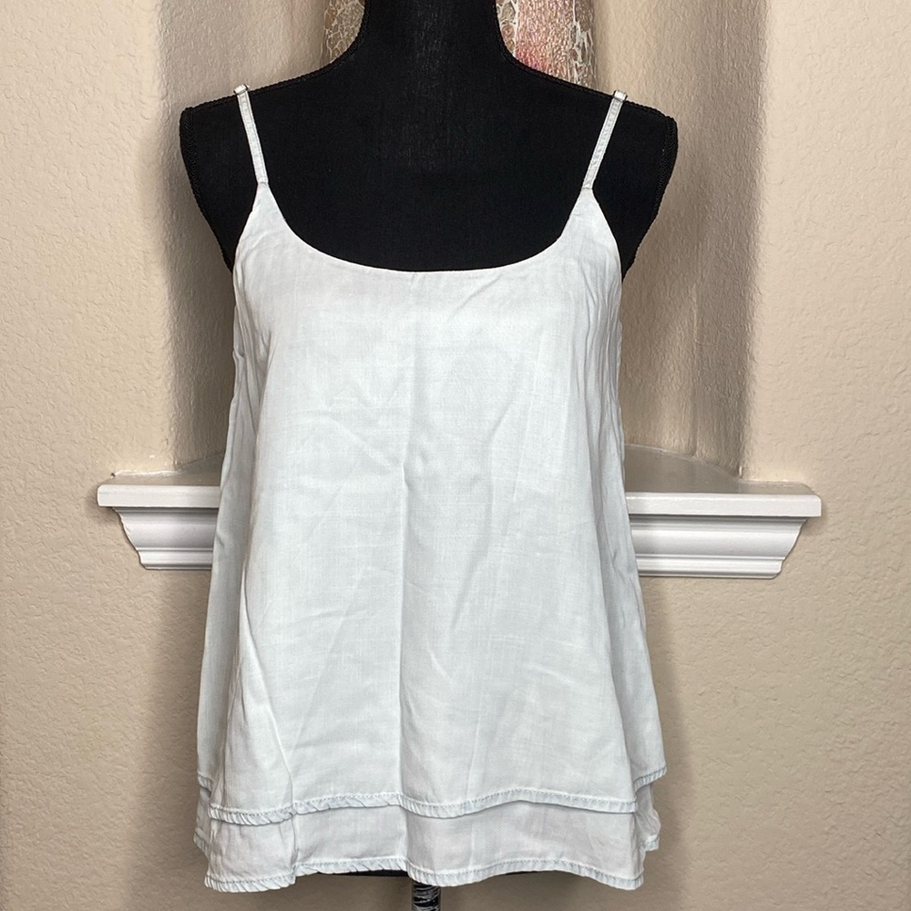 Tart Tiered Spaghetti Strap Light Blue Top 100% Tencel Size S